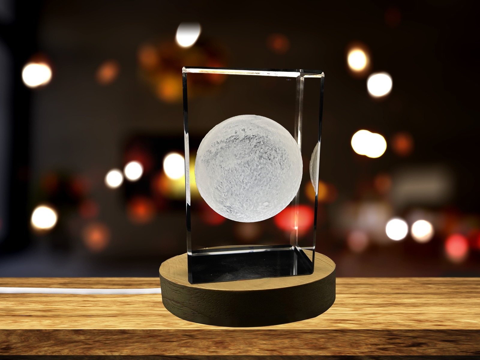 LED Base included | Mars 3D Engraved Crystal Novelty Decor