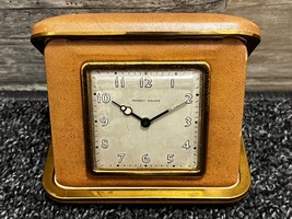 Phinney Walker Travel Wind Up Clock Vintage Brown Art Deco Radium Dial - £14.65 GBP