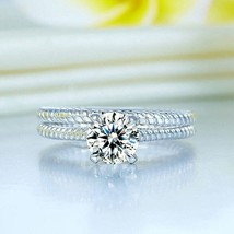 2PCs Solitaire Simulated Engagement Twisted Band Eternity 925 Sterling Ring Set - £59.98 GBP