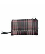 Women&#39;s Pink and Black Plaid Bi Fold Long Wallet Card Slots Zipper Pockets - €13,58 EUR