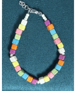 Handcrafted Bracelet, Multicolored Square Wagernite beads w/cream bead a... - $10.89