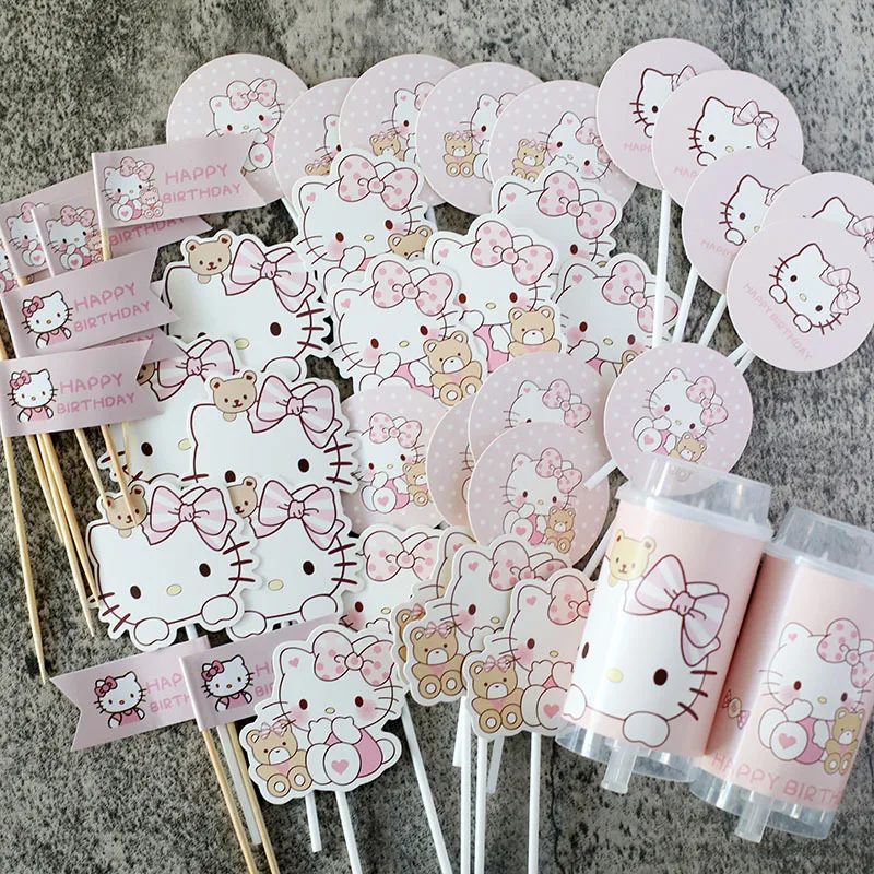 Sanrio Hello Kitty Cute Cartoon Cake Insert Kawaii Party Gathering Pudding - £8.09 GBP