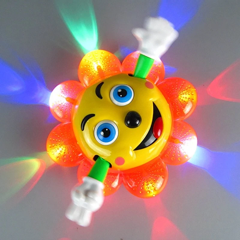 Kids Fun 360° Rotating Moving Flashing Sounding Sunflower Toy Toddlers Cute - £19.23 GBP