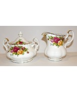 ROYAL ALBERT ENGLAND BONE CHINA OLD COUNTRY ROSES CREAMER &amp; SUGAR WITH LID - $98.99