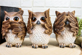 Ebros See Hear Speak No Evil Wise Owls Decor Set Wisdom Of The Woods Owl... - £24.25 GBP