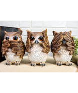 Ebros See Hear Speak No Evil Wise Owls Decor Set Wisdom Of The Woods Owl... - €26,32 EUR