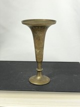 VINTAGE 5” BRASS Bud VASE ETCHED ENAMEL Painted India - Boho - £9.03 GBP