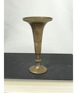VINTAGE 5” BRASS Bud VASE ETCHED ENAMEL Painted India - Boho - $214.78 MXN