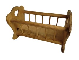 Vintage Handcrafted Wooden Doll Cradle With Heart Cutouts - $51.38