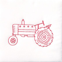 Jack Dempsey Stamped White Quilt Blocks 9&quot;X9&quot; 12/Pkg-Old Tractor - £12.27 GBP