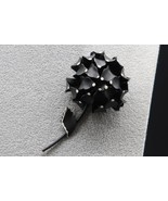 Vtg MCM Black Petal w/ White Polka Dot Flower Brooch Beautiful - $459.88 MXN