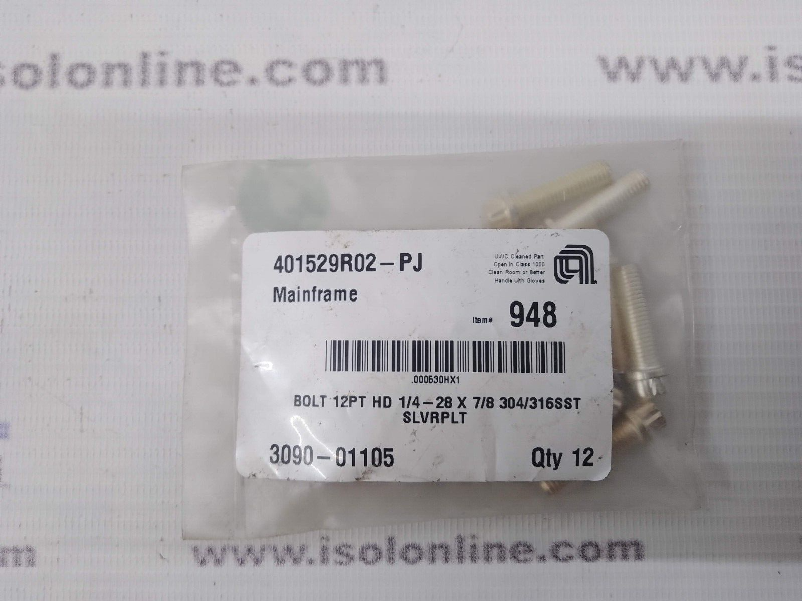 Applied Materials 3090-01105 Bolt 12PT HD Silver Plated New - $106.92