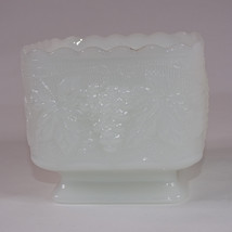 Vintage White Milk Glass Grape Leaf Pattern Small Footed Pedestal 3 3/4”... - $3.95