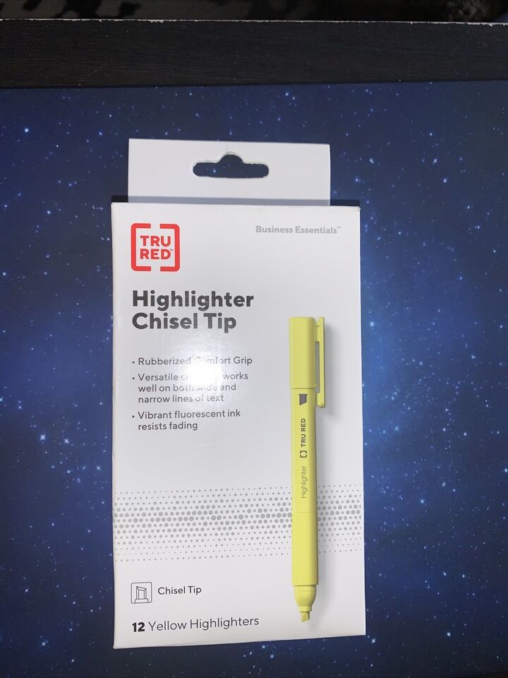 TRU RED Pocket Highlighter with Grip Chisel Tip Yellow Dozen TR54580 - $9.49