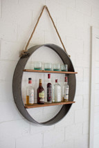 Circle Iron and Wood Hanging Wall Shelf / Bar - $237.95