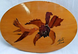 Hummingbird Bird Inlaid Inlay Wood Wooden Tree Plaque Wall Hanging 9&quot; - $25.95