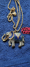 New Betsey Johnson Necklace Elephant Blueish Rhinestone Collectible Decorative - £11.98 GBP