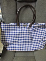 &quot;&quot;DARK BLUE PLAID - LONGABERGER OVER SIZED TOTE BAG&quot;&quot;  - FAUX LEATHER ST... - $11.89