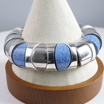 8&quot; Vintage Chunky Modernist Mexican Silver and Natural Stone bracelet - £185.54 GBP