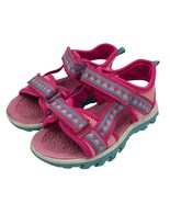 Pink &amp; Teal Heart Pattern Kids Sandals With Hook and Loop Closure Size 8 - $12.86