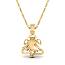 14K Gelb Vergoldet 0.05Ct Moissanit Ganesha Elefant God Anhänger Schmuck - £39.88 GBP