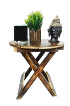 Wooden Hand-Crafted Folding Side Stool for Living Room and Office  Small Side - £46.69 GBP