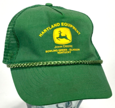 Vtg John Deere Hat-Hartland Equipment-KY-Rope Bill-Mesh-Green-Snapback-G... - $23.38