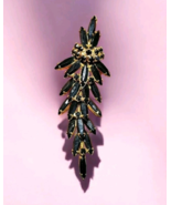 Vintage Gold Tone Articulated Black Rhinestone Brooch Movable Elegant St... - $91.76
