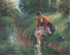 10167.Decor Poster.Room wall art.Camille Pissarro painting.Bathing her feet - £13.40 GBP+