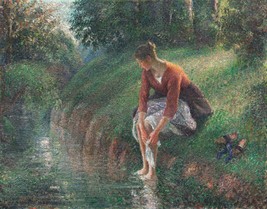 10167.Decor Poster.Room wall art.Camille Pissarro painting.Bathing her feet - £13.75 GBP+