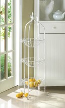 White Three Tier Wire Basket Stand Fresh Fruit &amp; Veggitable Kitchen Storage - £39.13 GBP