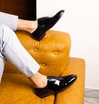 Handmade men&#39;s bespoke leather lace-up black dress shoes US 5-15 - £111.90 GBP
