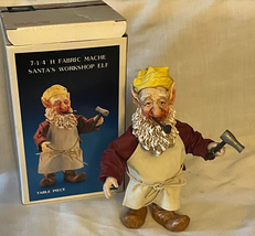 Kurt Adler Santa Wold Workshop Elf Figurine Fabric Mache Gnome w Box - $18.53