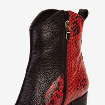 The Saturn Red Pythn Leather Block Heel Women Boot image 9