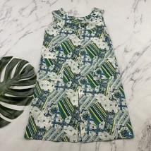 Nancy Frock Womens Vintage 70s House Dress Shift Size M Blue Green Flora... - $28.70