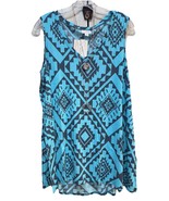 NWT LuLaRoe XL Turquoise Blue Aztec Tribal KRISTINA Oversized Tank Top - $644.30 MXN