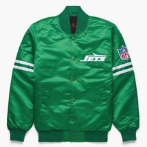 NFL New York Jets vintage Green Satin Bomber Baseball Varsity Letterman Jacket - $143.80