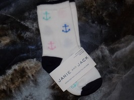 Janie and Jack Multi-Color Anchor Nautical Print Crew Socks Size 6/12 Months NEW - £7.86 GBP