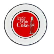 Coca Cola 60&#39;s Cafe 8-in Salad Dessert Plate Ceramic Things Go Better Wi... - $264.43 MXN