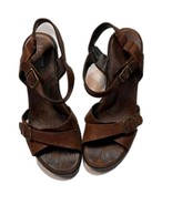 Born Leather Women&#39;s Modern Boho Brown 3&quot; Wedge Heel Textured Sole Sanda... - $17.75