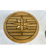Boat Round Teak Table Top 25.6 Inch Diameter Star Inlay Marine Yacht Car... - $496.47 CAD+