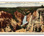 Lower Falls From Moran Point Yellowstone National Park WY UNP Linen Post... - $3.36