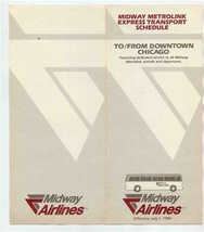 Midway Metrolink Express Transport Schedule to Downtown Chicago 1984 Air... - $17.82