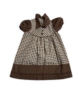 Vintage Brown &amp; White Sears Gingham Girls Dress 5 Puff Sleeves &amp; Peter P... - $23.04