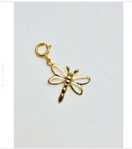 14K Gold Dragonfly Charm pandent pendant with spring clasp - £31.15 GBP