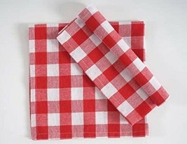19&quot; x 19&quot; ~ Oversized Dinner Napkins ~ Red &amp; White Check ~ 100% Cotton F... - €25,84 EUR