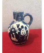CMP Pottery Vintage Cobalt Spongeware Cow Couple Stoneware Jug Vase 6&quot; S... - £13.74 GBP