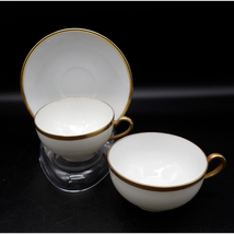 Vintage PMS Turin Bavaria 2 Cups and 1 Saucer White with Gold Trim - $8.90