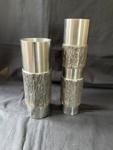 Pair Vintage BMF Brutalism Metal Cylinder Vase West Germany - £274.99 GBP