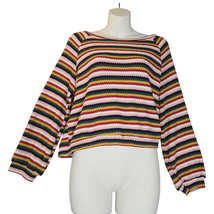 Lulus Womens XS Cropped Sweater Rainbow Striped Colorful Stretch Knit Co... - $240.17 MXN